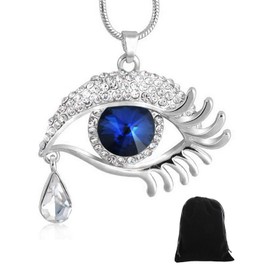 HSIXHAF 2024 Evil Eye Necklace Women Long Chain Bless You with Peace Sad Eye Evil Eye Blue Tears Mysterious Eye with Gift Box Gift for Women and Girls, Stainless Steel