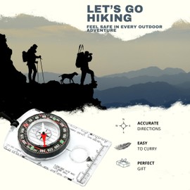 Pack of 2 Orienteering Compass Hiking-Compasses boy Scout Kids- Magnetic Gear Set Navigation map- Brujulas orientacion-Backpacking Camping Hunting Survival. (1 Compass Transparent)