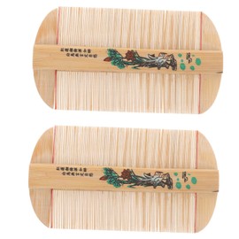 Baluue 2pcs Double-sided Tooth Comb Bamboo Grate Comb for Hair Dandruff Removal Scalp Sweep Pet Multipurpose Hair Tool Portable Dense Hairdressing