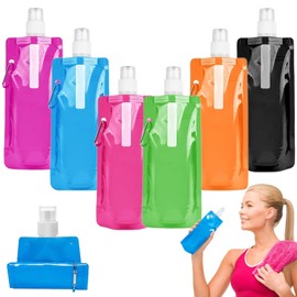 afhgdjr 6 x Foldable Drinking Bottle, Festival Drinking Bottle, Suitable for Outdoor Sports, Cycling, Hiking and Festivals, 500 ml
