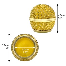 Musiin Microphone Replacement Grille for Shure SM58, SM58-LC, SM58S, BETA 58A, SV100, PGX24, SLX4 Microphone Head Cover, Microphone Ball Head Grille, Pickup Head Parts (Gold)