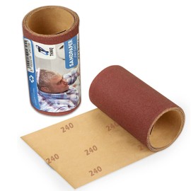 ThinkQ Aluminum Oxide Abrasive 240 Grit Fine Sandpaper Roll 5m x 115mm Sanding Paper Ideal for Metal, Non-Metal, Wood, Automotive for Smoothing Rough Walls and Other Materials (240 Grit)