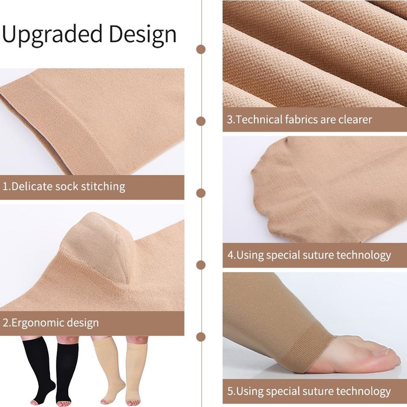 1 Pair Wide Calf Compressing Socks Open Toe Calf Socks