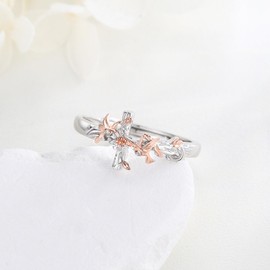 Hummingbird Ring 925 Sterling Silver Cross Adjustable Ring Heart Flower Ring Hummingbird Thumb Ring Sunflower Bird Ring Animal Ring Mother and Daughter Ring Hummingbird Jewelry Gift Birthday