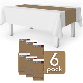 Gold 6 Pack Premium Disposable Plastic Table Runner 14 x 108 Inch. Table Runner for Dinner Parties & Events by Grandipity