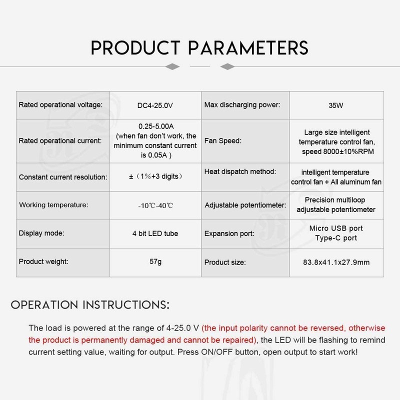 Fasizi USB Load Tester Electronic Load Tester Resistor Module 35W