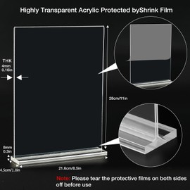 chenchuangcf Clear Acrylic Sign Holder 8.5 x 11 - Perfect for Stores, Restaurants, and Offices - Set of 3 T Shape Plastic Sign Frames