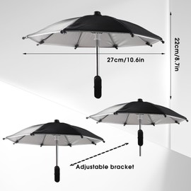 Framad 2 PCS Cell Phone Umbrella Sun Shade Clip, Mini Umbrella for Phone, Black Pink Bracket with Clip for All Smartphones