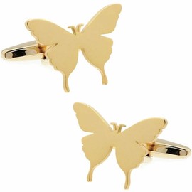 gold butterfly butterfly cuff links cufflinks n02944, Stainless Steel, No Gemstone