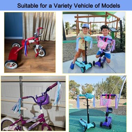 Oeyliz Kids Bike Streamers Bike Tassels for Kids Bike Accessories Bicycle Handlebar Streamers 1 Pair Scooter Handlebar Decorations Handlebar Grips Accessories for Girls and Boys (Red Blue White)