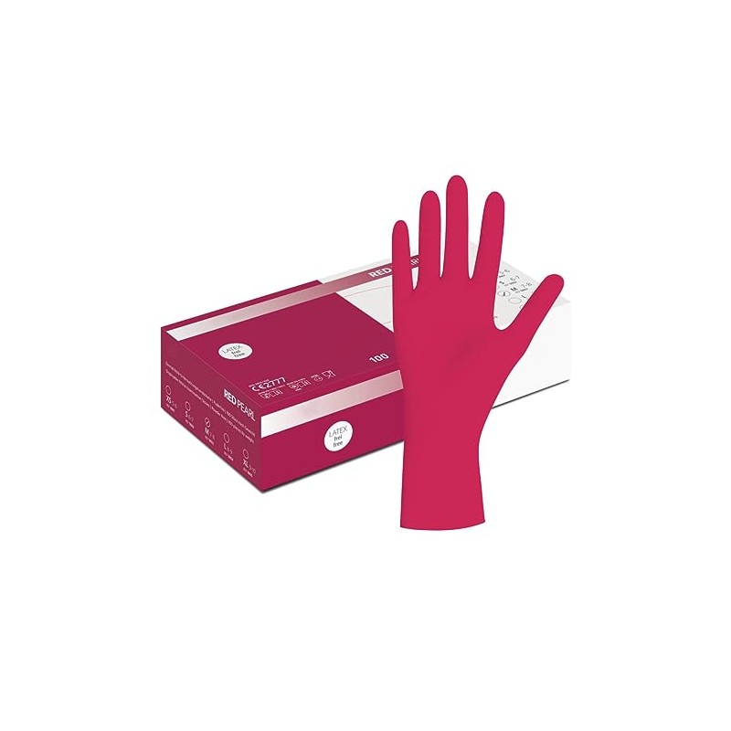 Herrmann Red Nitrile Gloves, S, Pack of 100, Red, Latex-Free,