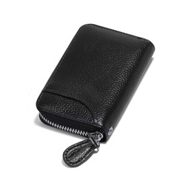 GADIEMKENSD Credit Card Holder RFID Protection Leather Wallet 14 Compartments Card Holder with Zip Case, black, rfid wallet