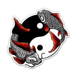 GT Graphics Express Yin Yang Koi Fish Chinese Asian - Vinyl Sticker Waterproof Decal