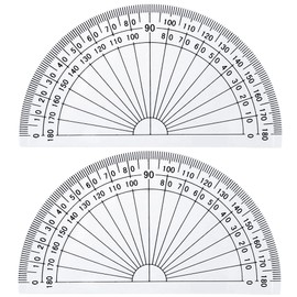 Zonon 2 Pcs 6 Inch 4 Inch Plastic Protractor Math Protractors 180 Degrees Angle Measurement, Translucent Protractors for Geometry Classroom Kid Student School Office Supplies(Clear, Solid)