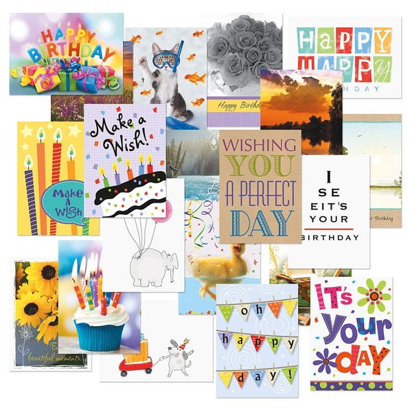 Current Mega Birthday Greeting Card Variety Value Pack – Set of 36 (18 Designs), Large 5 x 7 inches, Envelopes Included
