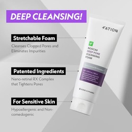 Nosca9 - Espuma limpiadora profunda de poros para pieles sensibles, lavado facial coreano para el cuidado de la piel con 17 aminoácidos, arcilla blanc