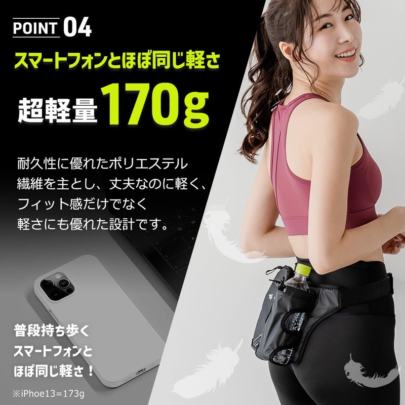 【TOREMON】ランニングポーチ ウエストポーチ ペットボトル 防水 軽量 揺れない スマホ 反射 斜め掛け ジョギング