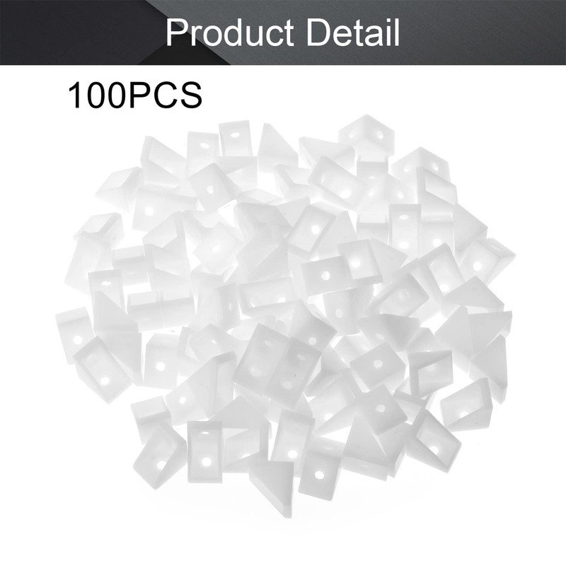 MroMax 100PCS Plastic Corner Braces White L Bracket Shelf Closet