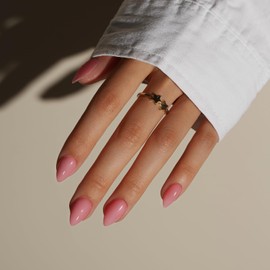 KQueenest Dark Pink Press On Nails Short - Summer Press On Nails Almond, Sheer Rose Pink Short Fake Nails with Glue, Glossy Opaque, Stiletto Reusable Soft Gel Glue on Nails for Women, 30 Pcs