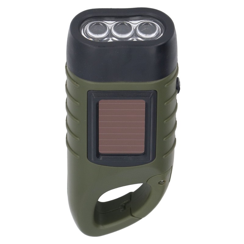 Solar Hand Crank Flashlight Emergency LED Portable Torch for Climbing