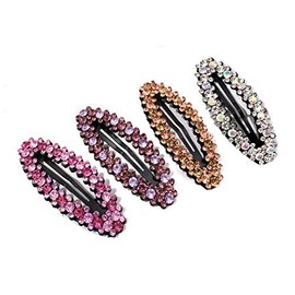 4 Pcs Shiny Rhinestone Snap Hair Clip Simple Fashion Alloy BB Clip Side Clip Hair Pins Hair Barrettes Women Hair Styling Accessories