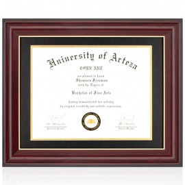 CORE ART 11x14 Diploma Frame Certificate Frames 8.5 x 11 with Black Mat or 11 x 14 without Mat, College Degree Frames Award Document Frame for Wall Display（Dark Red）