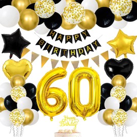 60th Birthday Decorations Black and Gold Birthday Decorations for Men Women 60th Birthday Party Decorations Black and Gold for Him 60th Birthday Party Supplies
