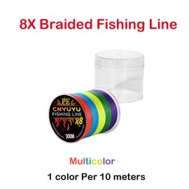 8X Multicolor Braided Fishing Line 328Yds Abrasion Resistant Smaller Diameter Zero Stretch for Saltwater or Freshwater - Color: Rainbow-color, SIZE: 51LB*328yds