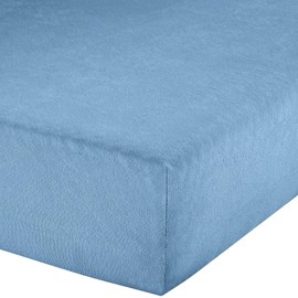 Erwin Müller Fitted Sheet, Erding Terry Stretch Light Blue, Size 90 x 190 - 100 x 200 cm, Skin-friendly, Cuddly, Non-Iron, Elasticated All Around (Other Colours, Sizes)