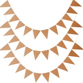 Set 3 DIY Kraft Card Banner Make Your Own Bunting 36 Pieces Triangle Flags Christmas Decorations Birthday Wedding Party Blank Banners 19x13cm with Hanging Ropes for DIY Painting Writing