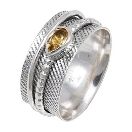 JEWELSTREZORO Gemstone Spinner Ring Men & Women Spinner Ring 925 Sterling Silver Meditation Ring Gift Item Jewellery TSR142, Gemstone Precious metal gemstone, Citrine