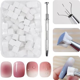 Pack of 100 Nail Art Sponge with Metal Gripper, Sponge Brush Applicator, Sponge Nail Brush, Nail Design Accessories, Sponge Brush, Used to Create a Variety of Gradient Nail Art Patterns