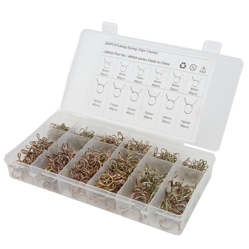 420pcs Fuel Line Spring Wire Clips 10‑Size 5‑14mm Air Tube