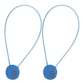 PATIKIL 2 Pack 3 Digit Combination Lock,Round Helmet Padlock Cable Lock Gym Locker Lock with 1.31Ft Flexible Security Steel Lock Wire for Bike Locker Travel Luggage, Blue
