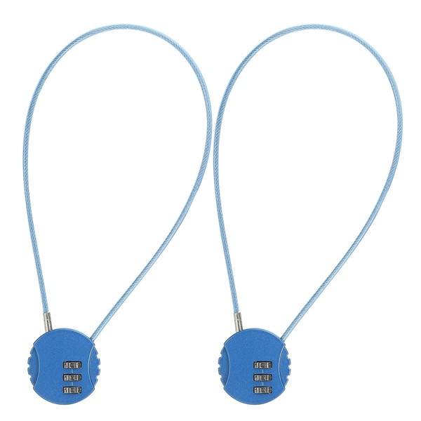 PATIKIL 2 Pack 3 Digit Combination Lock,Round Helmet Padlock Cable