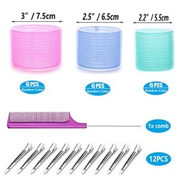 3'' Extra Large Hair Rollers Set for Long Hair, Jumbo Self-Grip VelcroRollers for Salon-Volume & Big Curls, 31 PCS with 3 Sizes (3"/2.5"/2"), Includes