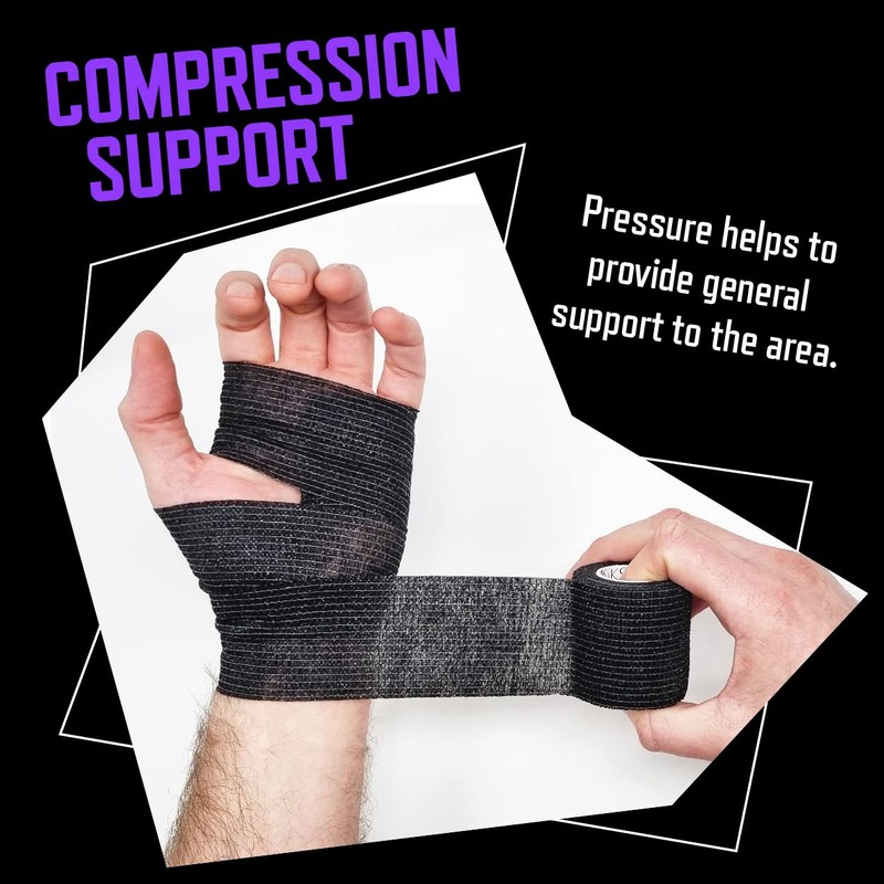 Inksafe Black Cohesive Cohesive Bandages Grip Wrap Tattoo 5cm x