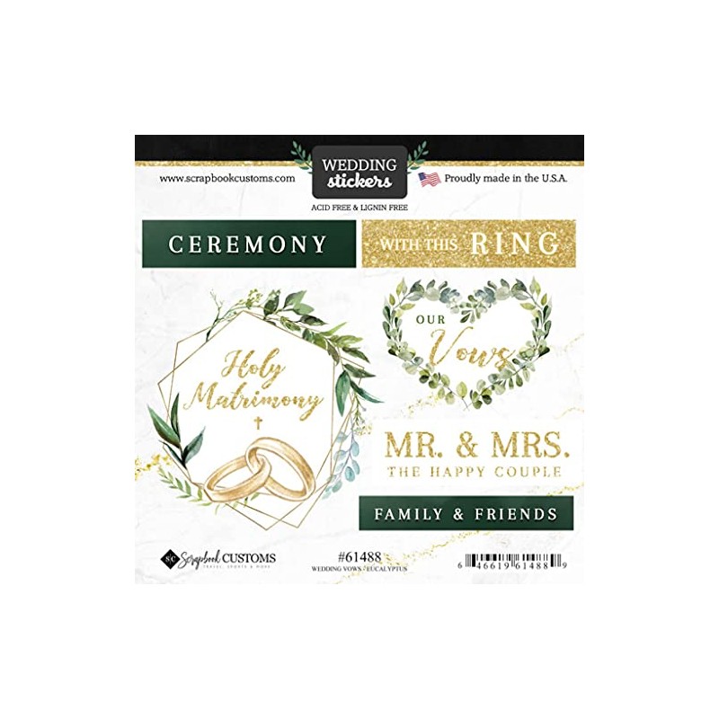 Scrapbook Customs 61488 Wedding Vows Eucalyptus Stickers
