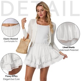Lepunuo Shorts for Women High Waisted Skorts Flowy Skirt with Shorts Underneath Skorts Dressy Casual A - White