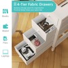 Lufeiya White Computer Desk with Fabric Drawers, 47 Inch Reversible