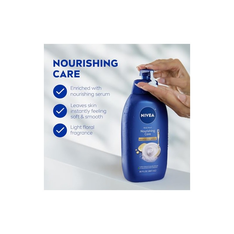 NIVEA Nourishing Care Body Wash with Nourishing Serum, 30 Fl