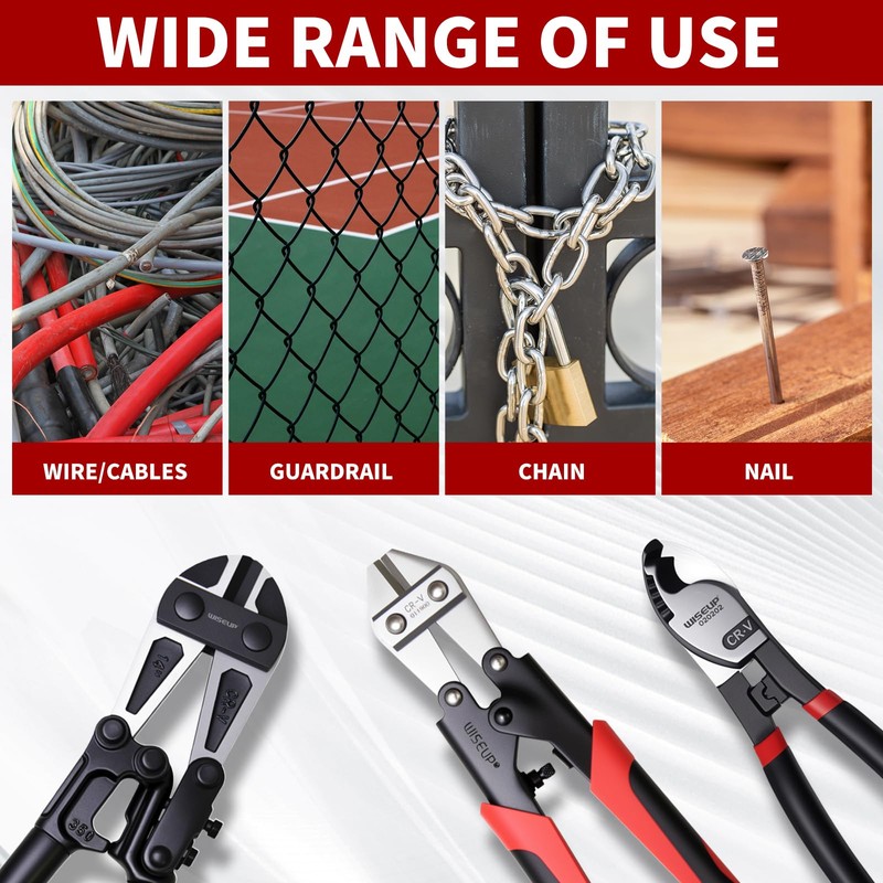 WISEUP 3Pcs Bolt Cutter Pliers Set, 14" Heavy Duty and