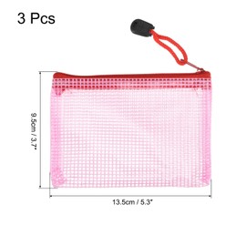 sourcing map Mesh Zipper Bags, B8 Size File Document Pockets Bill Pouch Folders for Office Home Supply, Pink Pack of 3