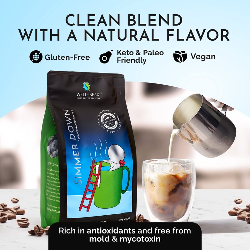 Well-Bean Coffee - Simmer Down Colombian Ground Decaf, Swiss Water