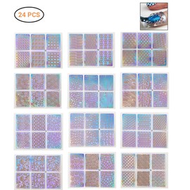 24 Sheets 144Pcs Nail Stickers, Nail Stencil Stickers, 72 Designs DIY Nails Stamping Template Nail Stickers Irregular Grid Nail Stencil Reusable Nail Art s Hollow Nail Sticker (Assorted Color)