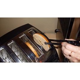 Gadjit Toaster Tongs Food Tongs - Designed to Lift Hot Toast and Bagels out of the Toaster Safely 2 Pack (Black)