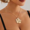 Enautoabs Boho Metal Flower Choker Necklace Hammered Flower Pendant Necklaces