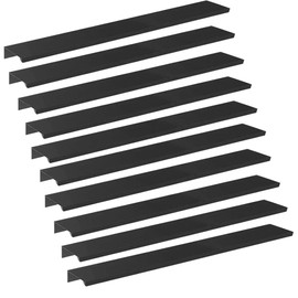 JNRFTY Pack of 10 Black Handles Hidden Modern Furniture Handles Kitchen Handles Drawer Handles Aluminium with 20 Screws Kitchen Handles Hole Centre 256 mm