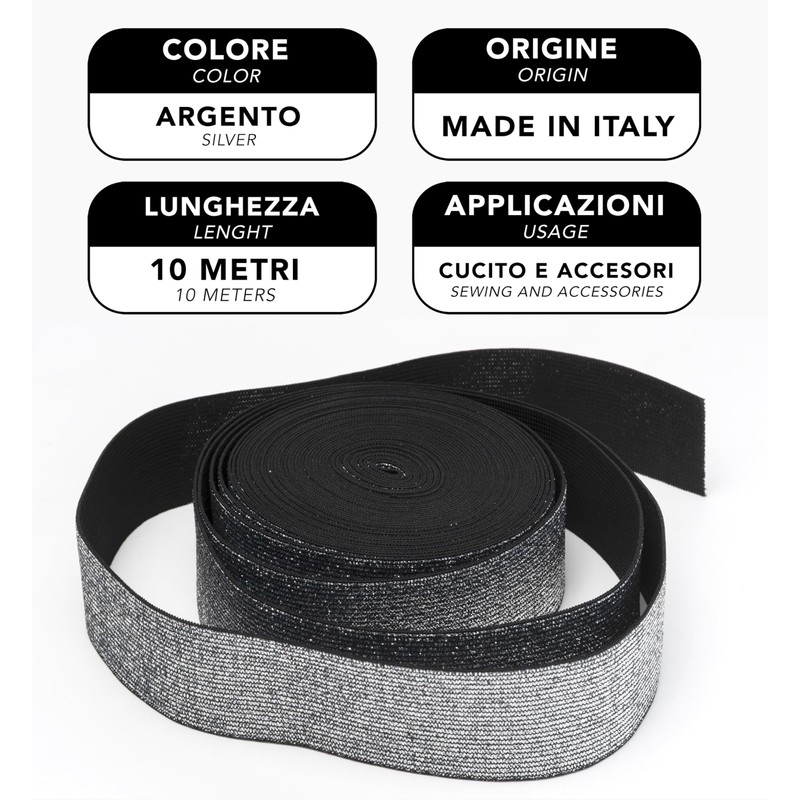 IPEA Elastico per Cucito LUREX - Corda Elastica da Cucire
