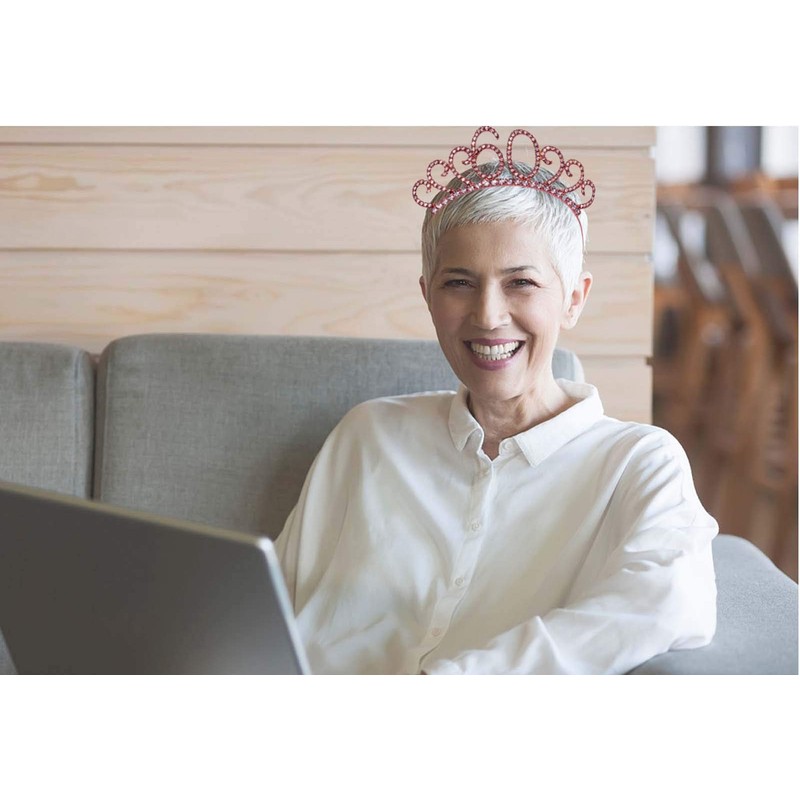 MIOSJI 60th Birthday Sash and Birthday Crown Crystal Tiara for